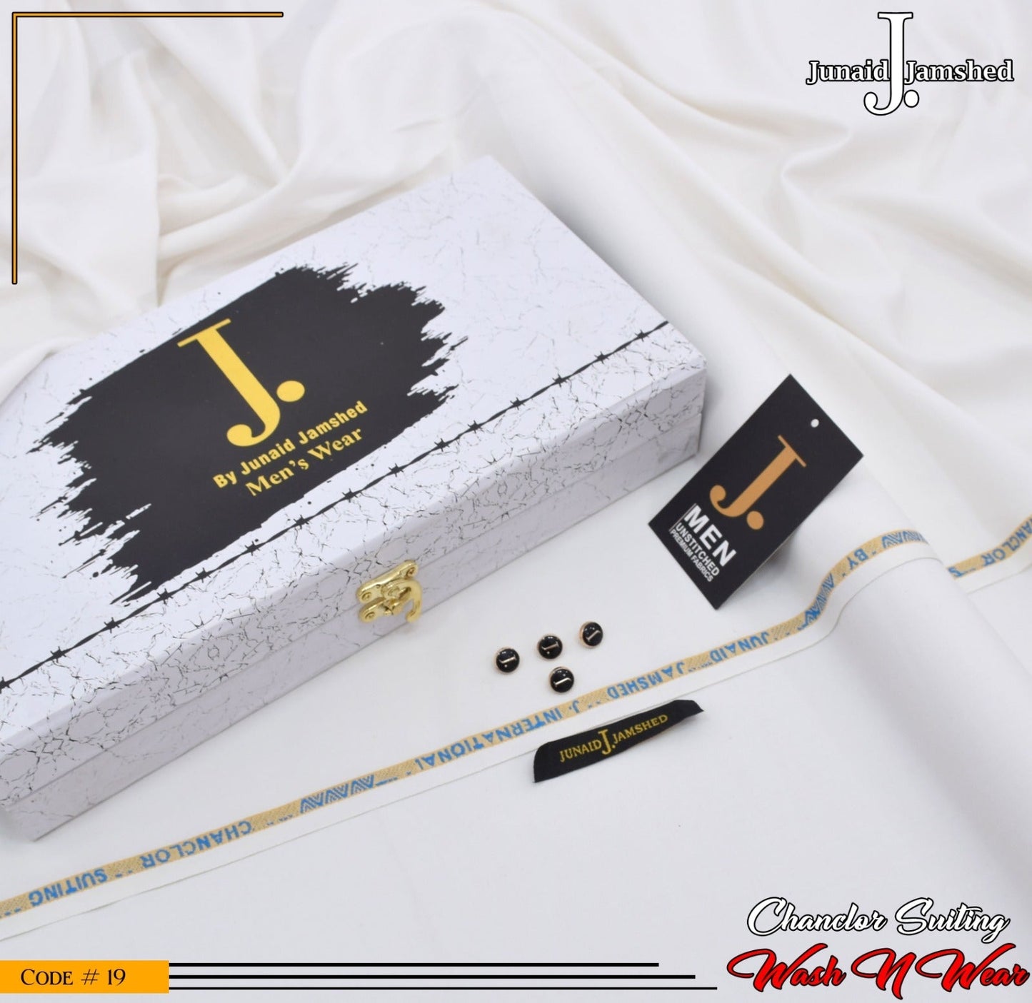 J. Elite Class 4 Season Wash N Wear With Luxury Box & Bag ( OFF WHITE )