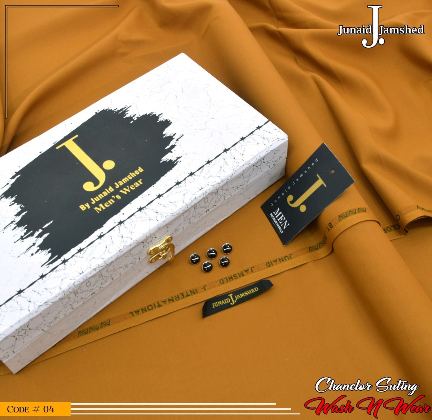 J. Elite Class 4 Season Wash N Wear With Luxury Box & Bag  ( MUSTARD )