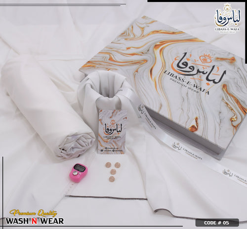 Libass e Wafa  Premium Wash n Wear With Luxury Box Packing ( Off White )
