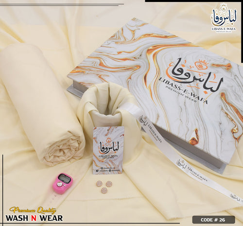 Libass e Wafa  Premium Wash n Wear With Luxury Box Packing ( Special Cream  )